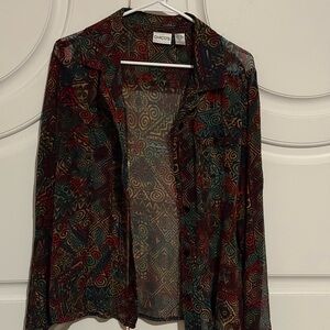 Chico's Vibrant Geometric Silk Top